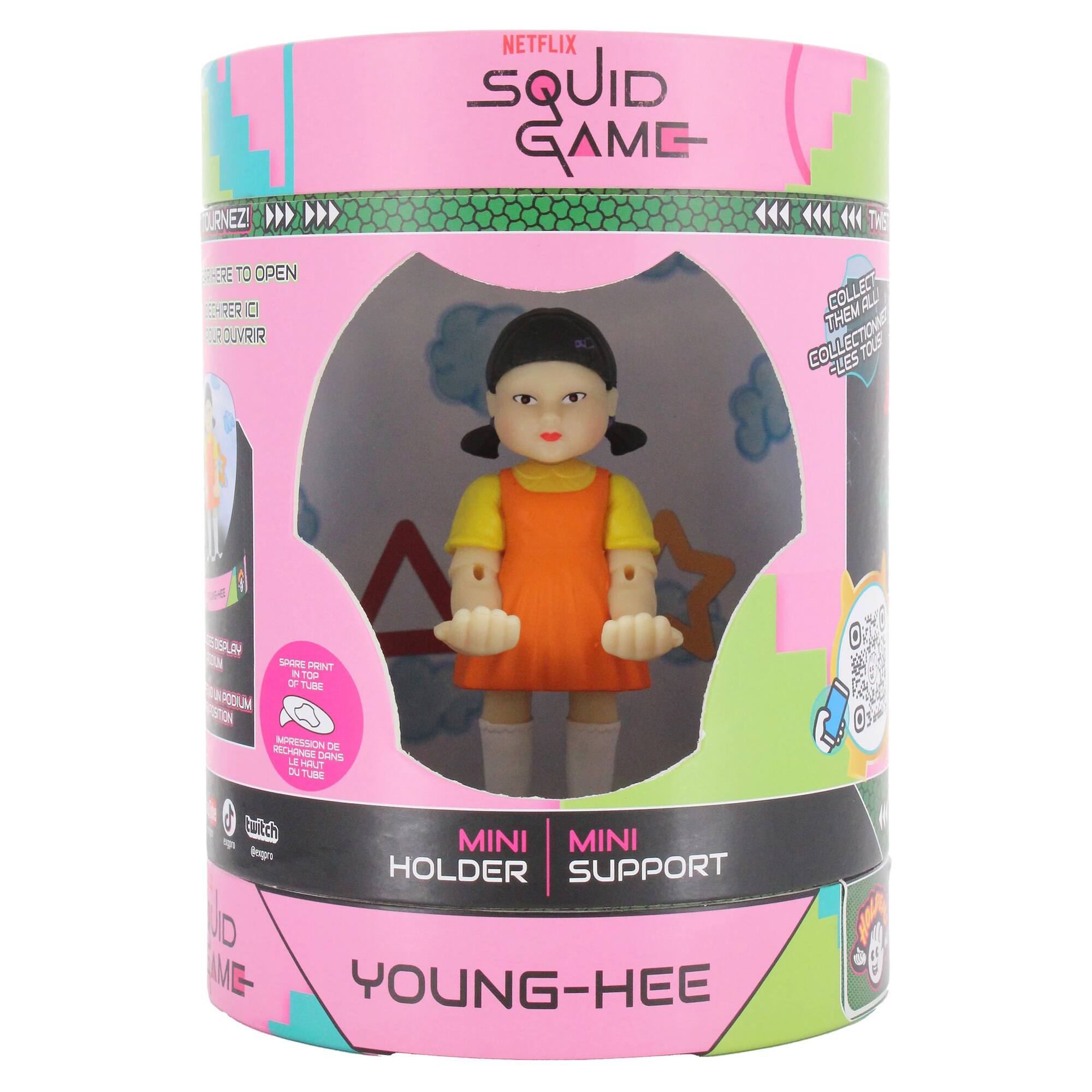 Netflix Squid Game Mini Young-Hee Collectible Figure with Mini Holder Support.