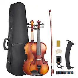 VEVOR - Violin 1/4 Size for Adults, Violin Fiddle Set for Beginners Student with Hard Case, Rosin, Bow, Shoulder Rest,Bridge - Brown