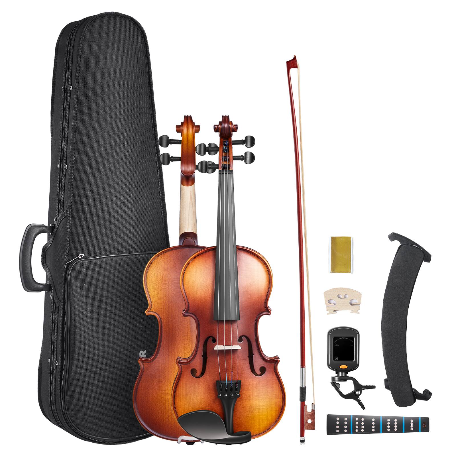 VEVOR - Violin 1/4 Size for Adults, Violin Fiddle Set for Beginners Student with Hard Case, Rosin, Bow, Shoulder Rest,Bridge - Brown