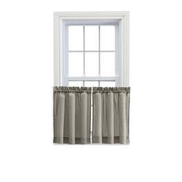 Ellis Curtain - Ellis Stacey Solid Color Window 1.5" Rod Pocket High Quality Fabric Tailored Tier Pair 56"x30" Grey - Gray