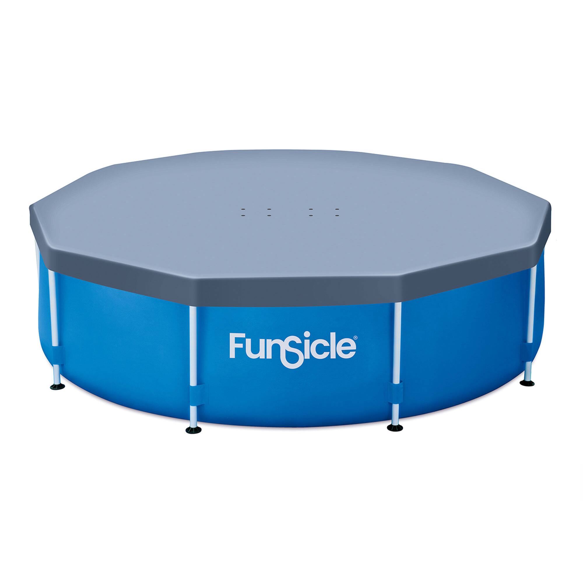 Alt View 8. Funsicle - Funsicle 10' x 30" Outdoor Activity Round Frame Pool with 10' Debris Cover, Blue - Blue/Gray.