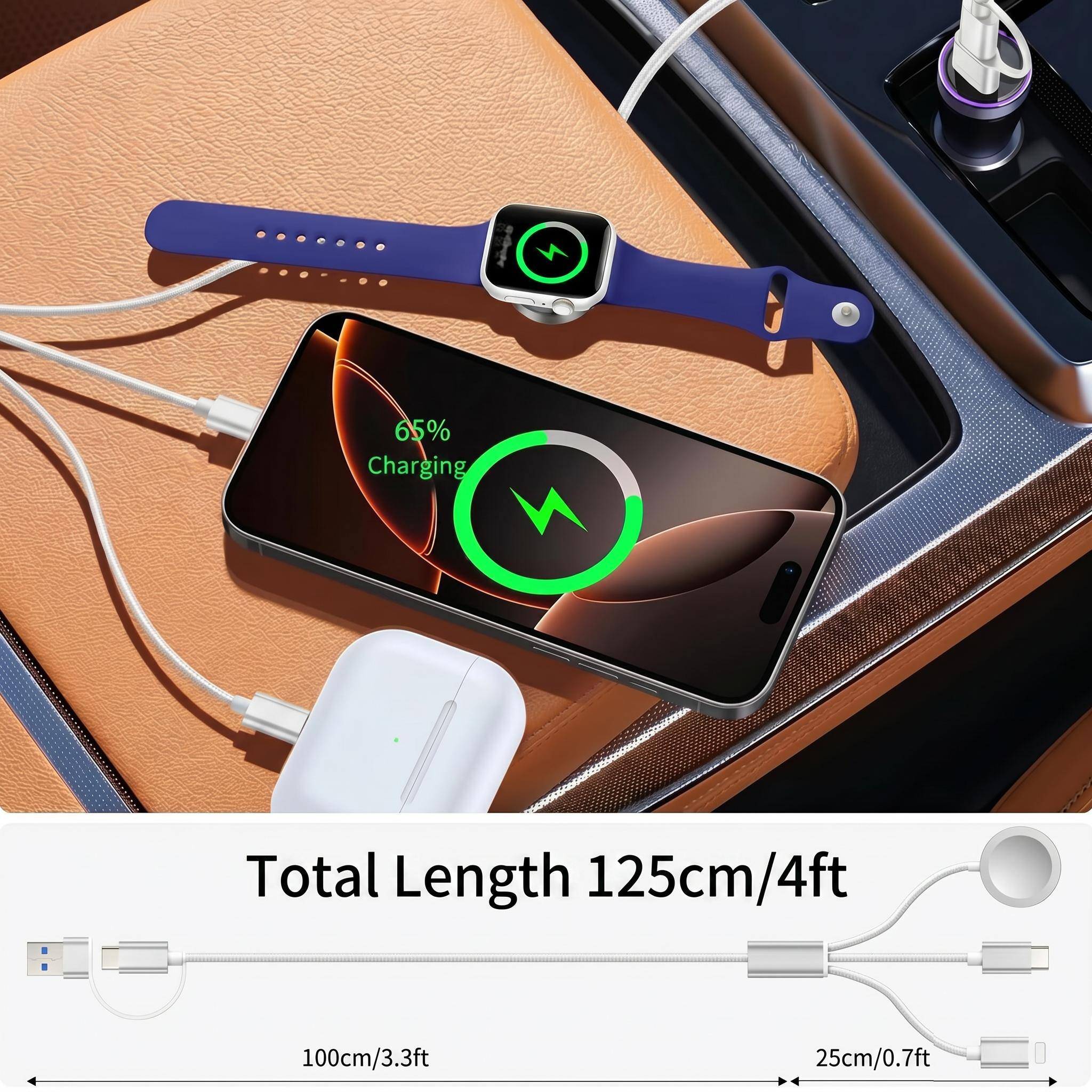 65% Charging  
Total Length 125cm/4ft  
100cm/3.3ft  
25cm/0.7ft