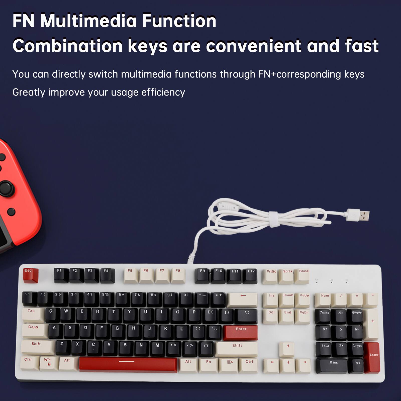 FN Multimedia Function Combination keys are convenient and fast. You can directly switch multimedia functions through FN+corresponding keys. Greatly improve your usage efficiency.