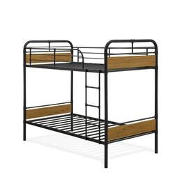 East West Furniture - Hedley Bunk Bed Frame with 4 Metal Legs - Black