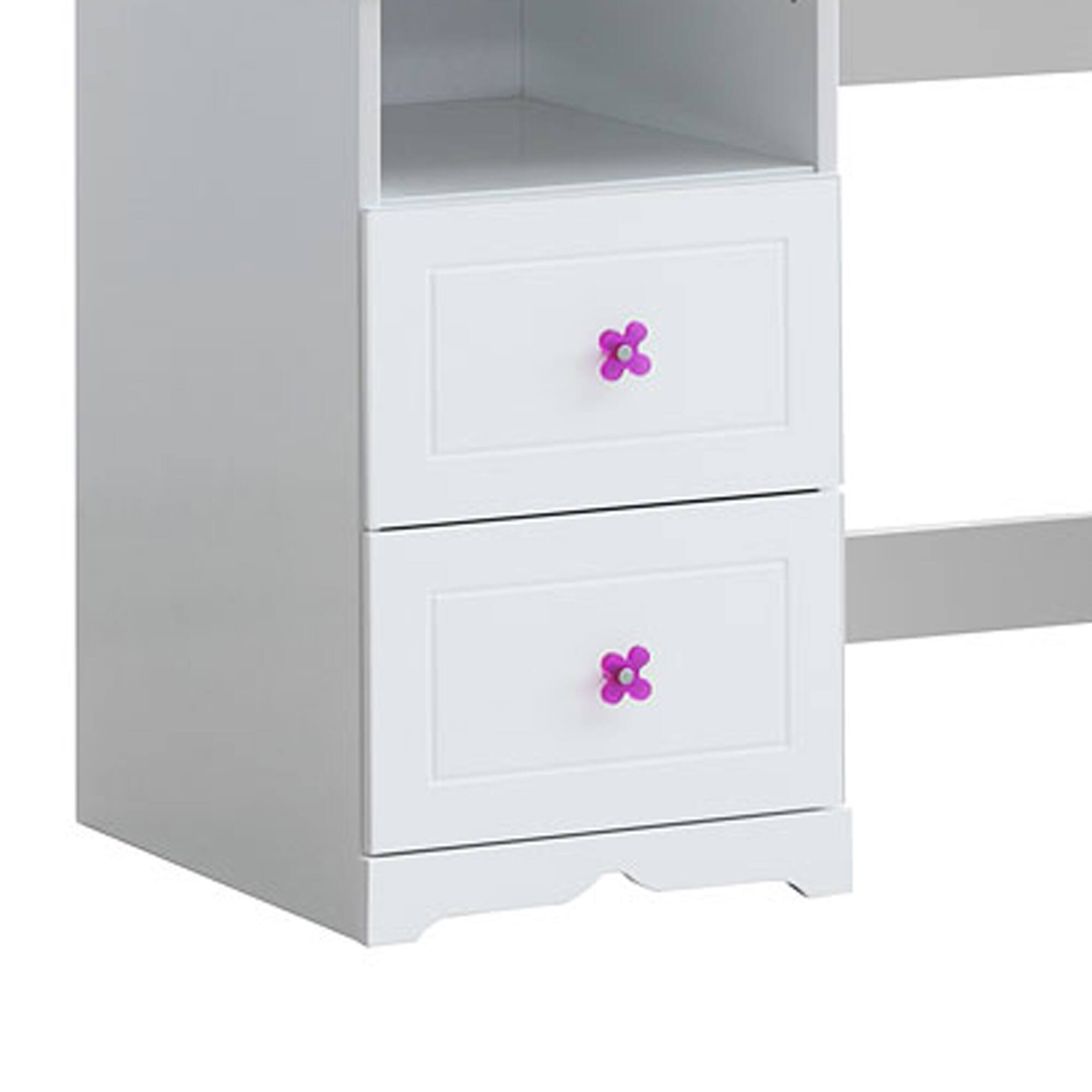 Left. Manhattan Lane - Wooden Table Desk with 2 Drawers and 1 Open Compartment, White - White.