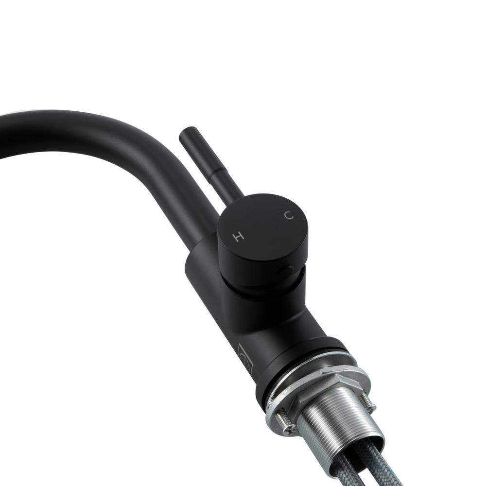 Back. Elegant Kitchen and Bath - Louis Single Hole Single Handle Bathroom Faucet in Matte Black - Matte Black.