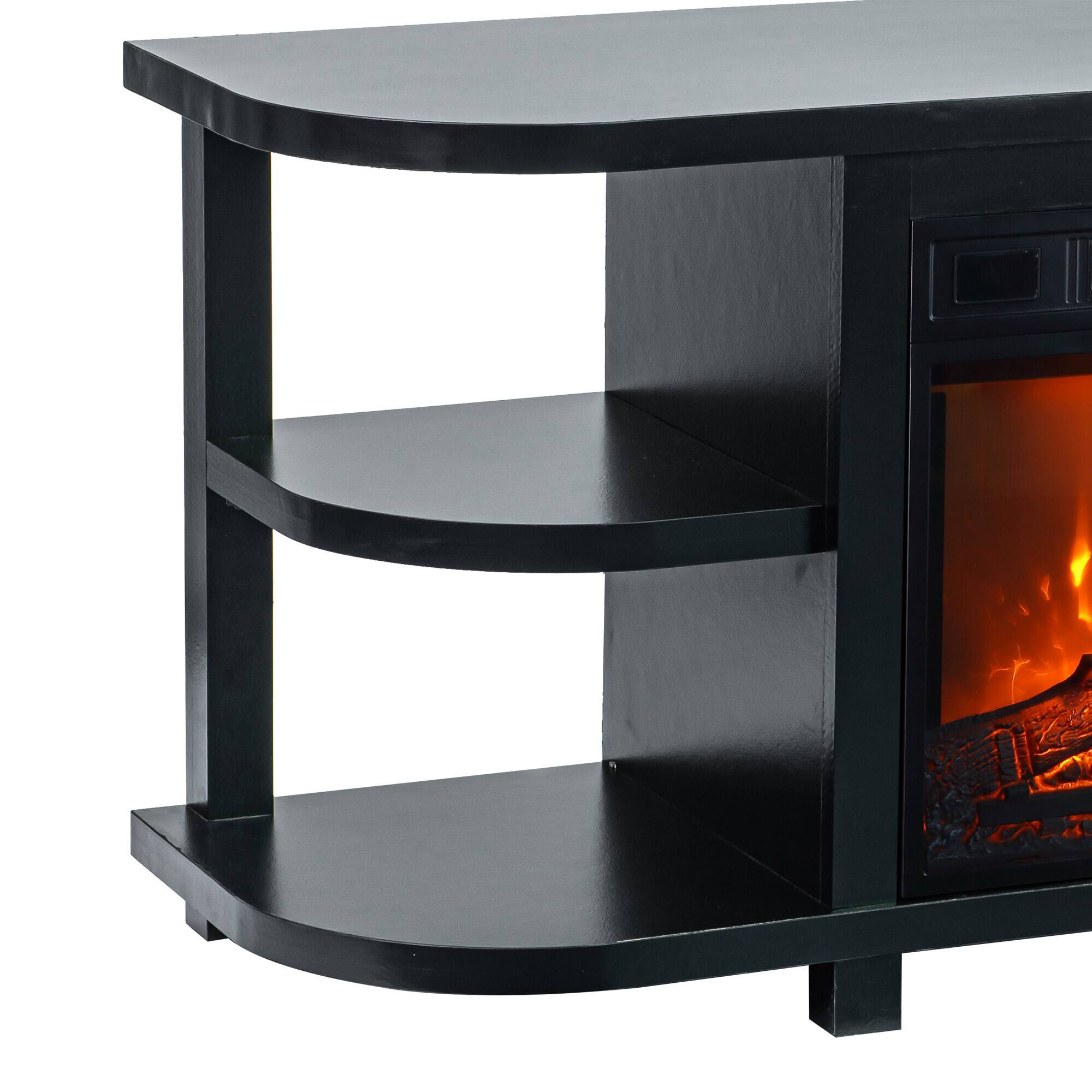 Alt View 10. Ihomeadore - 48" Modern TV Stand with 18" Insert Electric Fireplace and Open Storage Shelves Media Console for TVs up to 55" - Black.