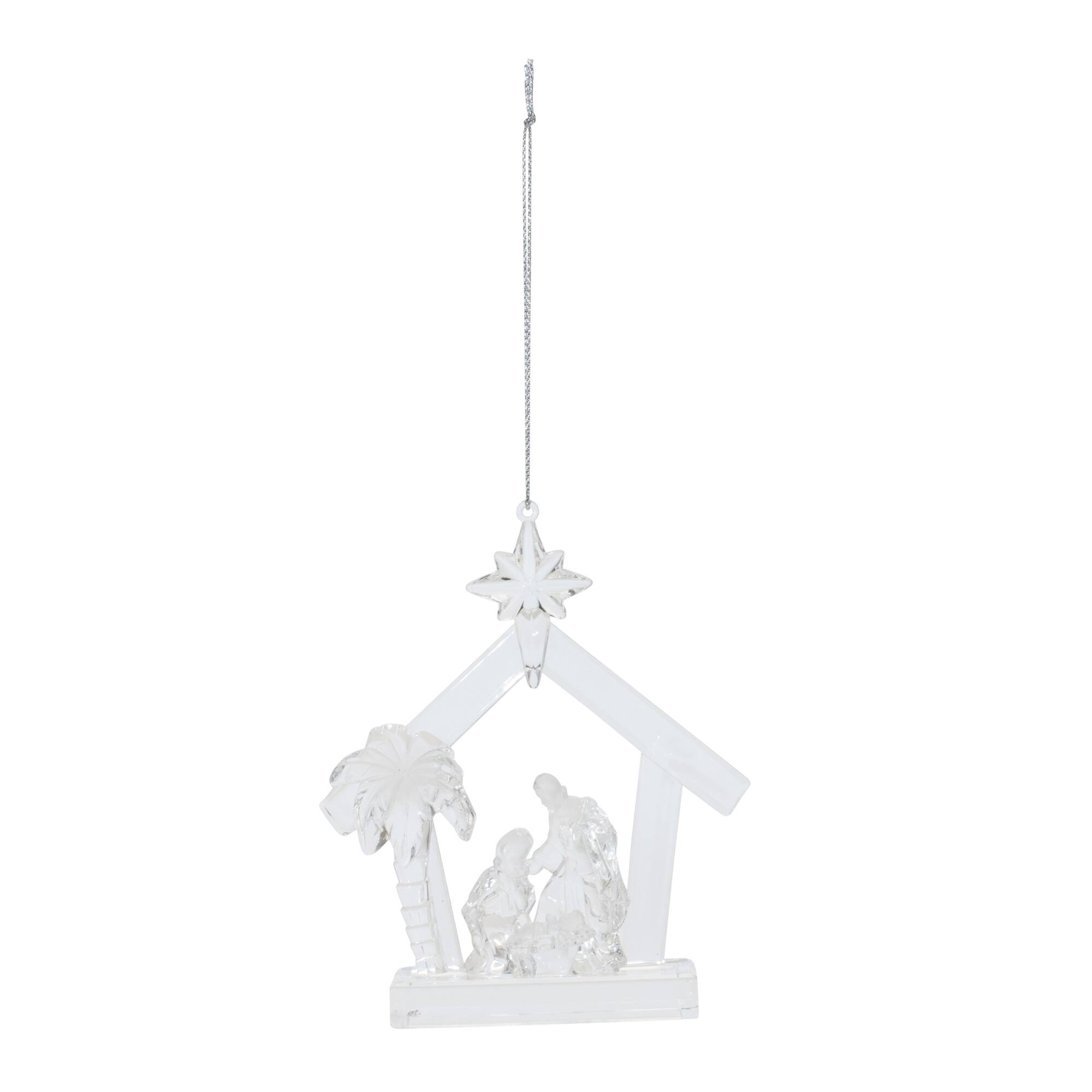 Angle. BreeBe - Clear Acrylic Nativity Ornament (Set of 4) - Clear.