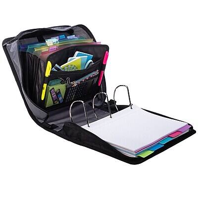 Alt View 1. Case It - King Sized Zip Tab 4" 3-Ring Zipper Binders, D-Ring - Blue.
