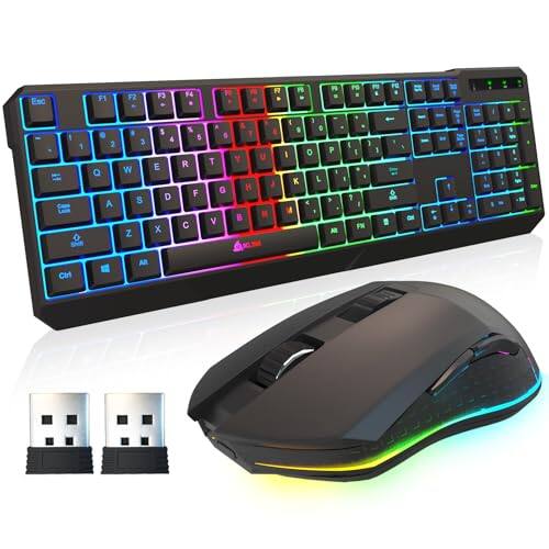 Reds Spade - Blaze Chroma Bundle Gaming And Mouse Combo Responsive Durable Rgb Long lasting Built in DONGLES BETTER - Black - Wireless Keyboard + Mouse set