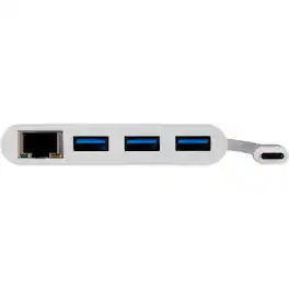 Monoprice - USB/Ethernet Combo Hub - USB 3.1 (Gen 1) Type C - External - 3 USB Port(s) - 1 Network (RJ-45) Port(s) - 3 USB - White