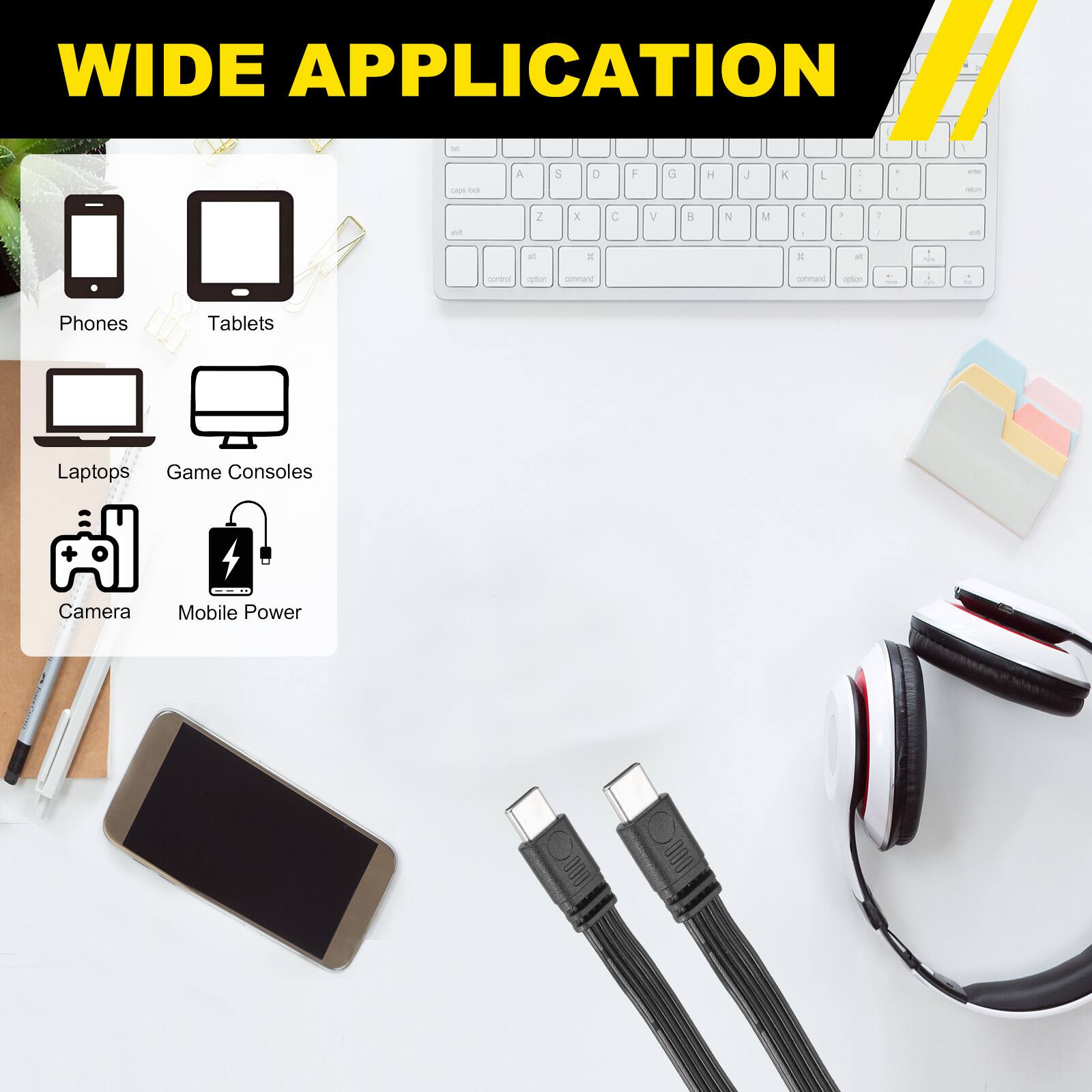 WIDE APPLICATION

Phones, Tablets, Laptops, Game Consoles, Camera, Mobile Power