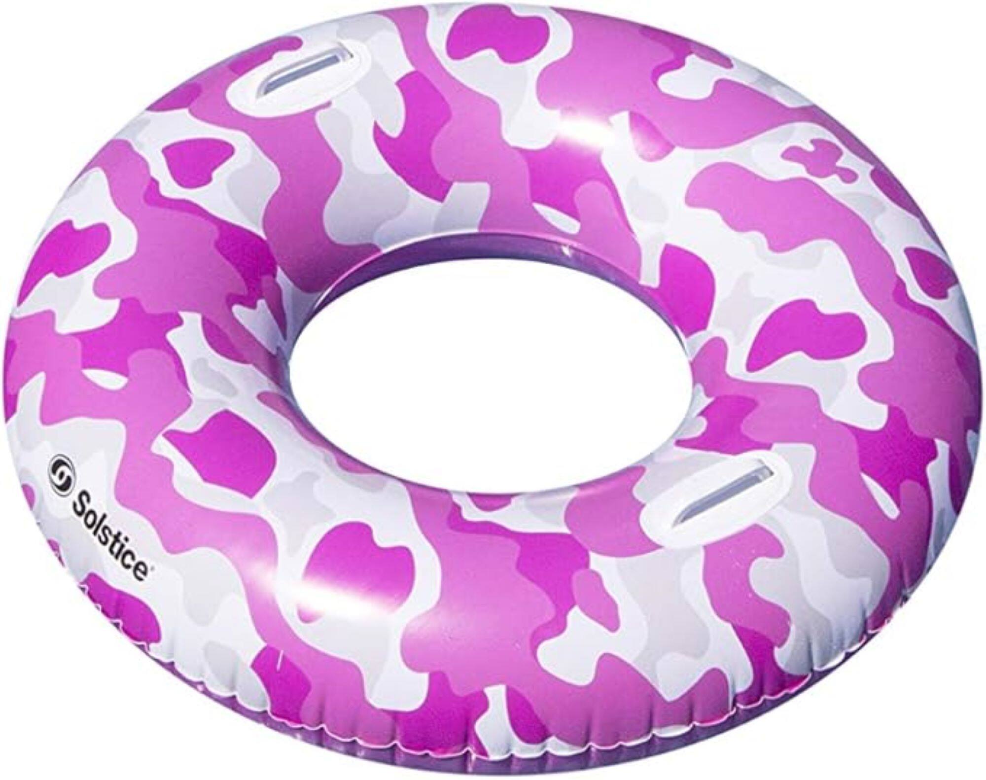 Front. Swimline - Camo Print Inflatable Swim Ring Pool Float - 48" - Pink.