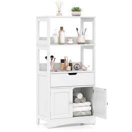 Costway - Bathroom Storage Cabinet Floor Cabinet w/Drawer Shelf Cupboard - White