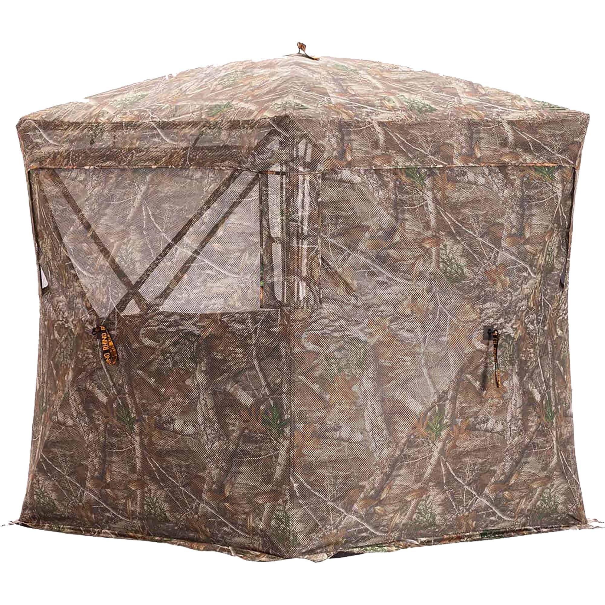 Front. Rhino - Rhino 270 Hunting 3-Person See-Through Blind - Realtree Edge - Realtree Edge.