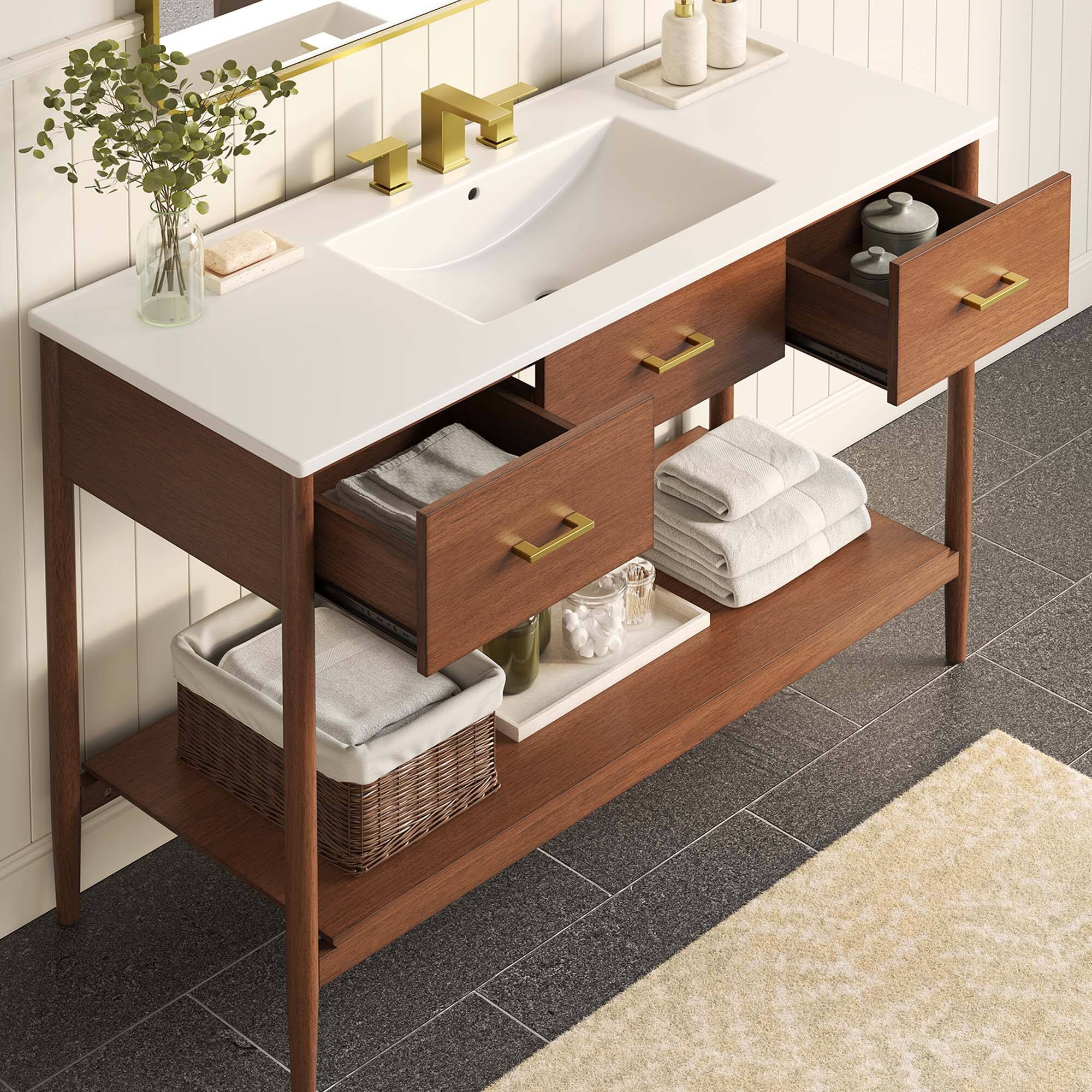 Alt View 1. Modway - Zaire Bathroom Vanity Basin Included by Modway - Walnut White.