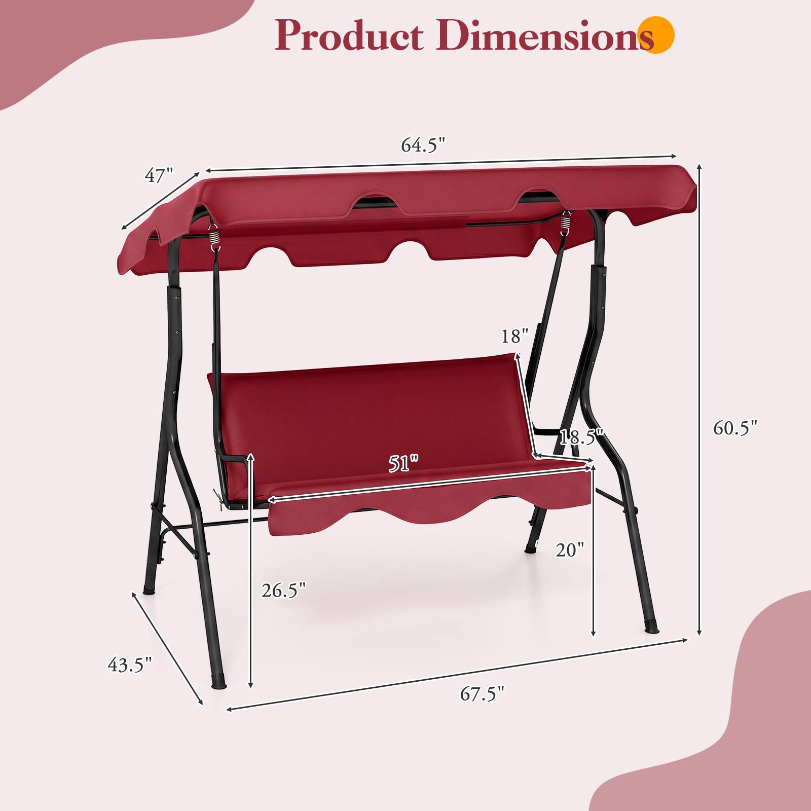 Product Dimensions: 47" x 64.5" x 18" x 51" x 18.5" x 60.5" x 20" x 26.5" x 43.5" x 67.5"