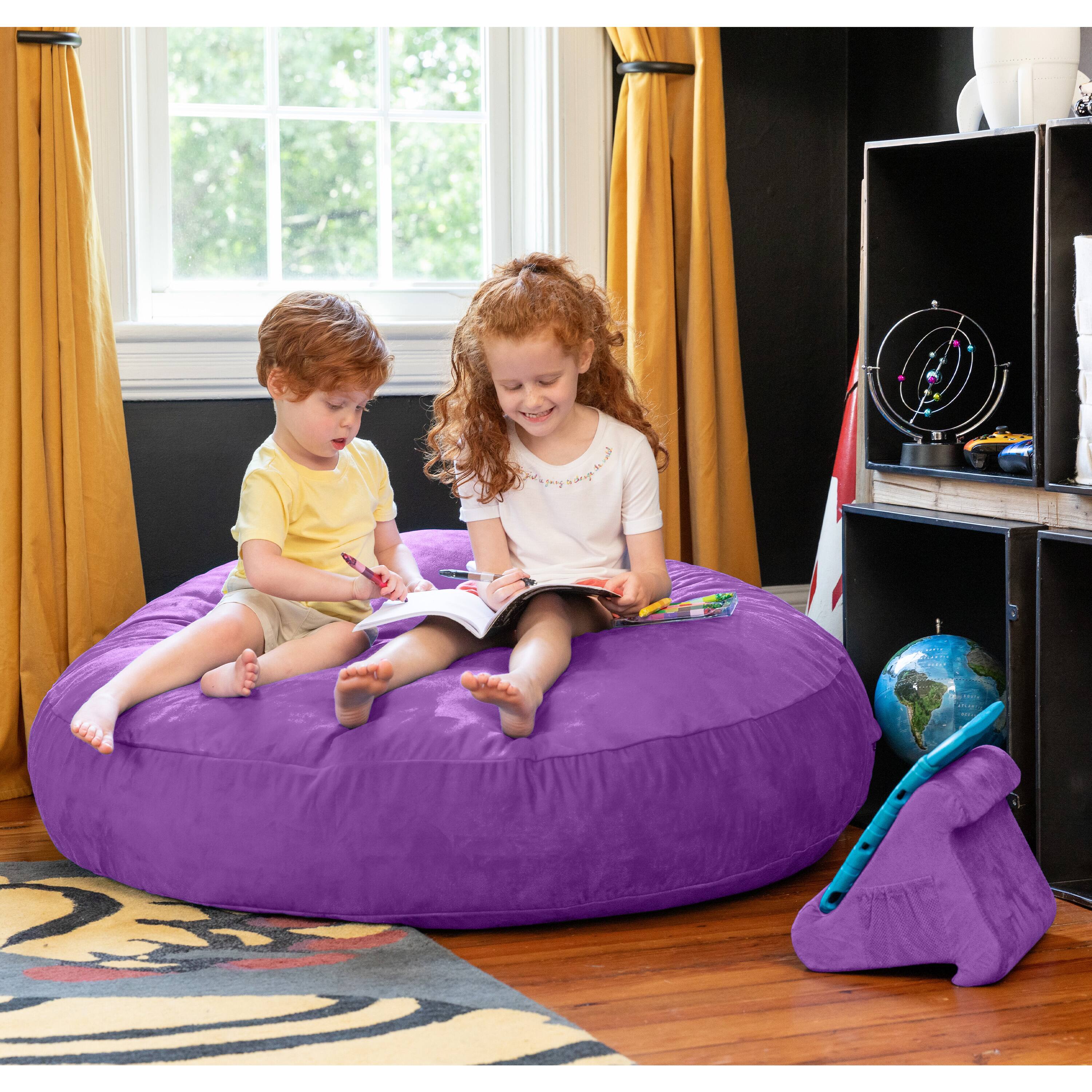 Left. Jaxx - Jaxx Cocoon 4 Foot Bean Bag Chair and Crash Pad, Grape - Purple.