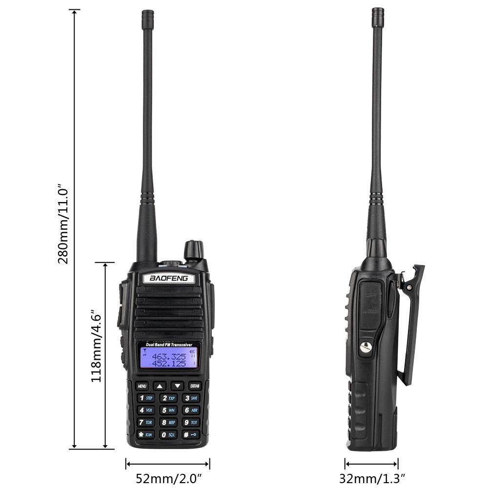 280mm/11.0"  
118mm/4.6"  
BAOFENG Dual Band Transceiver  
463.325  
452.125  
MENU - 1  
TP - 2  
TX - 3  
E - 4  
EN - 5  
aN & ARR - 7  
LR - 5  
BP - 3  
TOU - Le  
0  
SCE - 52mm/2.0"  
32mm/1.3"