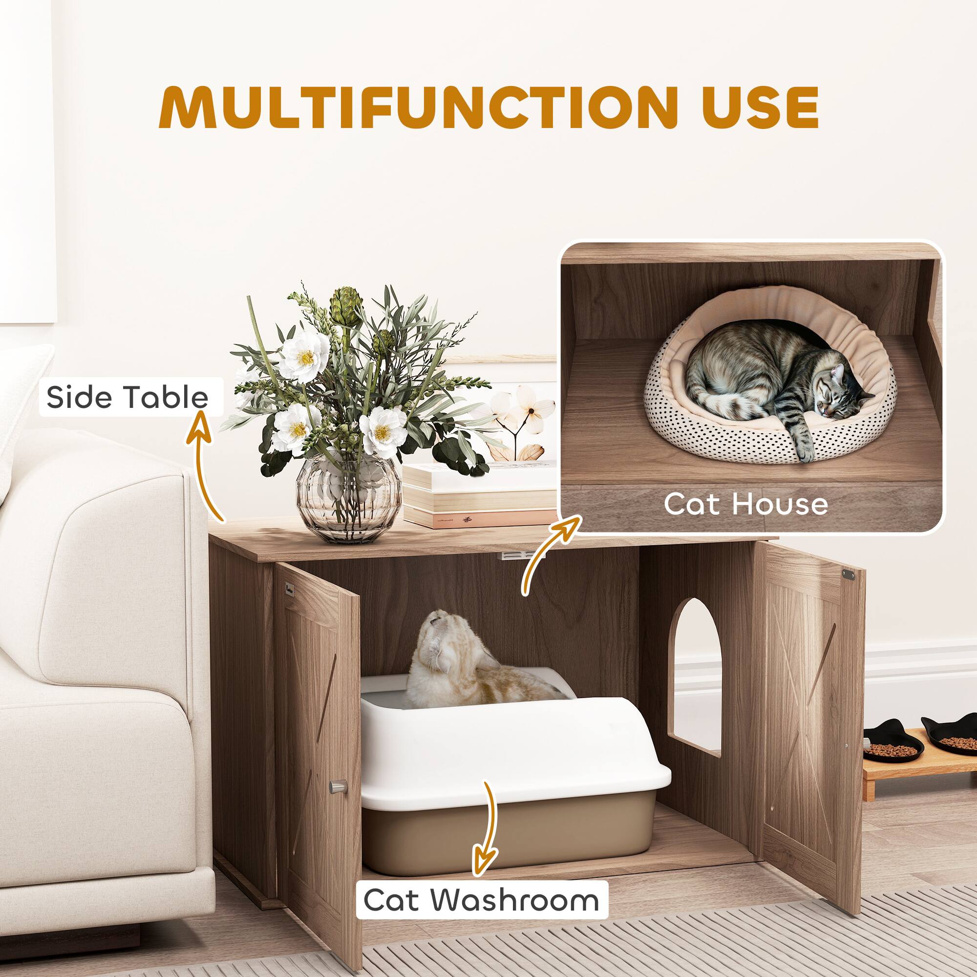 MULTIFUNCTION USE

Side Table

Cat Washroom

Cat House