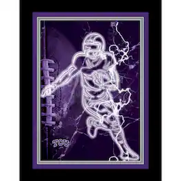 Fan Creations - TCU Horned Frogs 12'' x 16'' Framed Neon Player Print - Black