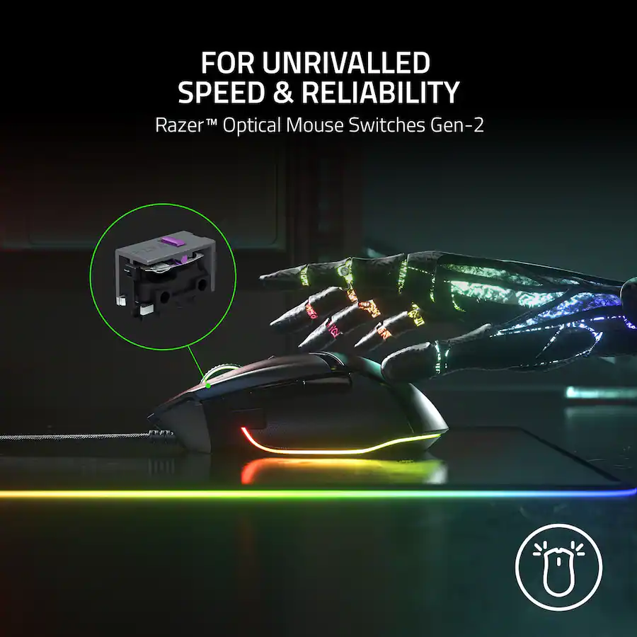 Razer Basilisk V3 Optical Gaming Mouse with Chroma RBG Lighting Wired ...