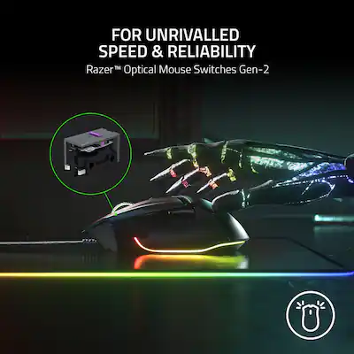 Razer - Basilisk V3 Wired Optical Gaming Mouse with Chroma RBG Lighting - Black