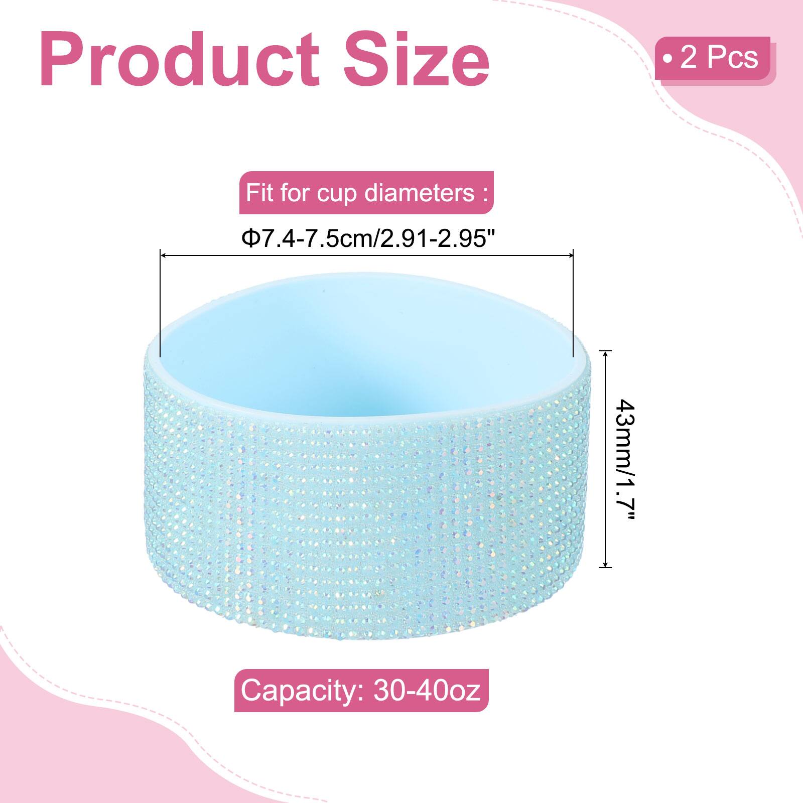 Product Size: 2 Pcs  
Fit for cup diameters: 7.4-7.5cm/2.91-2.95" (43mm/1.7")  
Capacity: 30-40oz