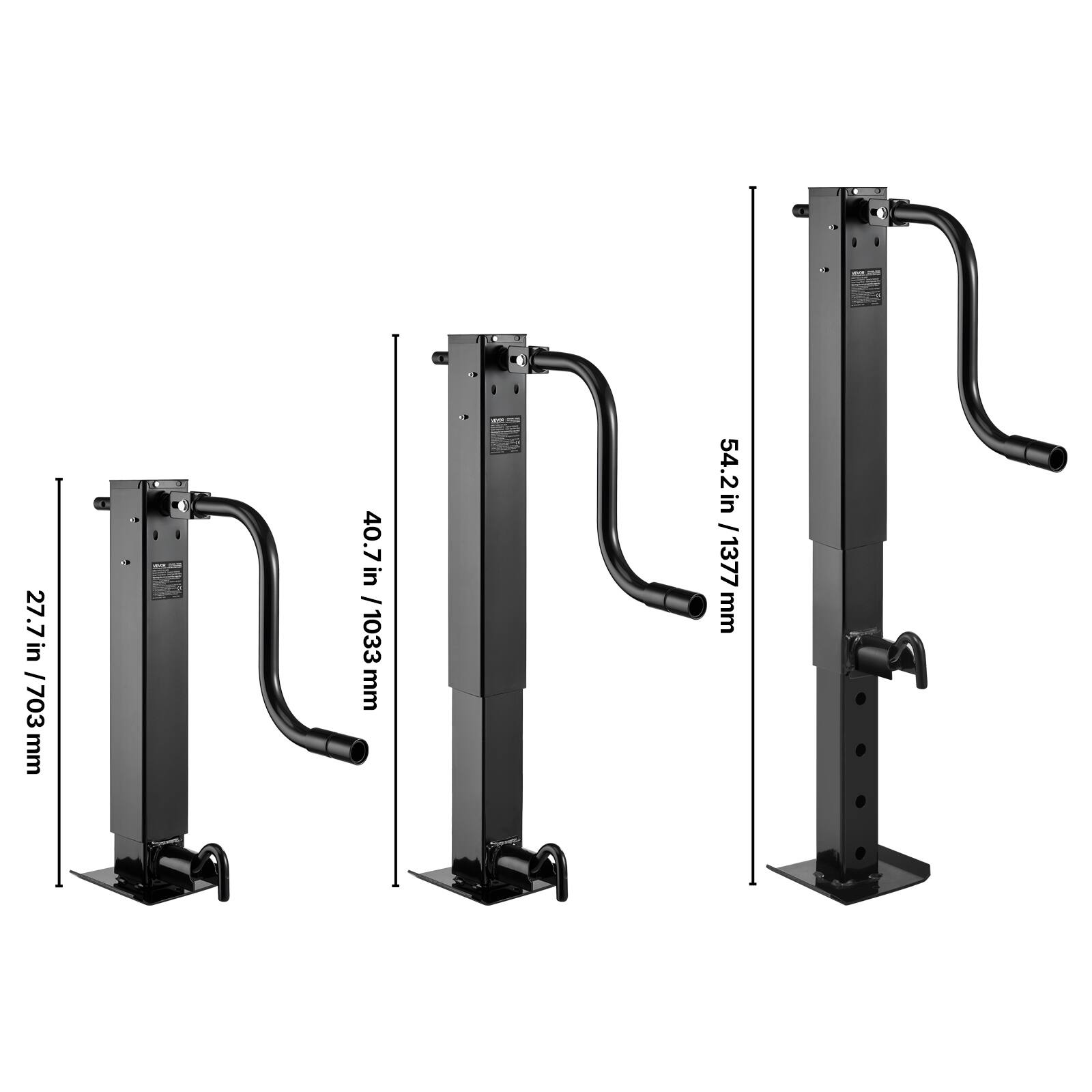 - 27.7 in / 703 mm
- 40.7 in / 1033 mm
- 54.2 in / 1377 mm
