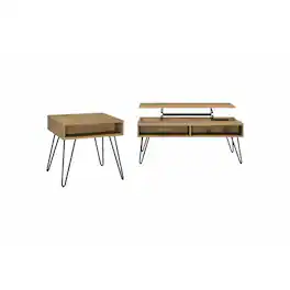 Coaster Co. of America - Fanning 2-piece Lift Top Coffee and End Table Set Golden Oak - Brown