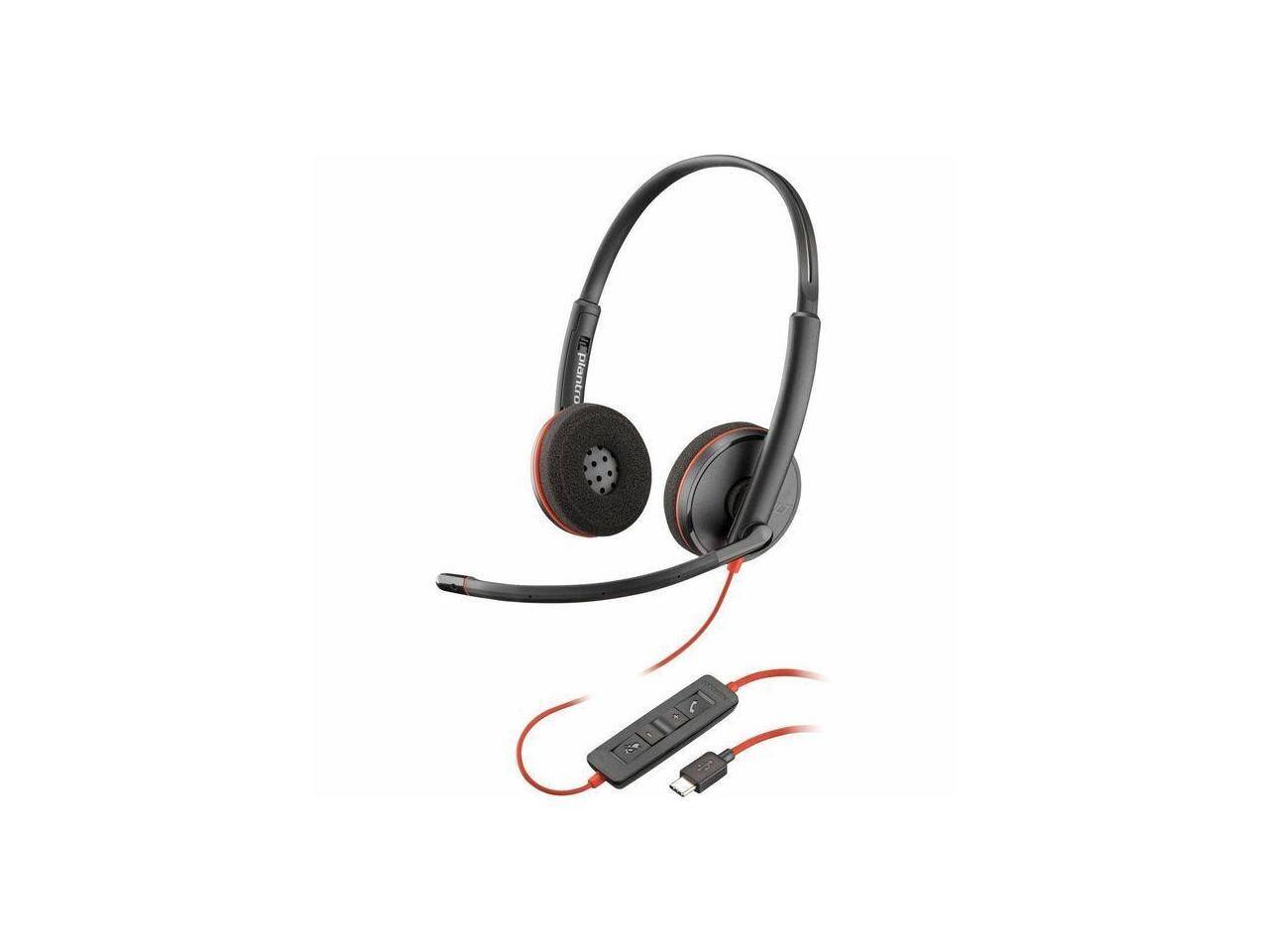 Alt View 2. HP - Poly Blackwire C3220 USB-C Stereo Headset - Noise Cancelling Mic - Black - Black.