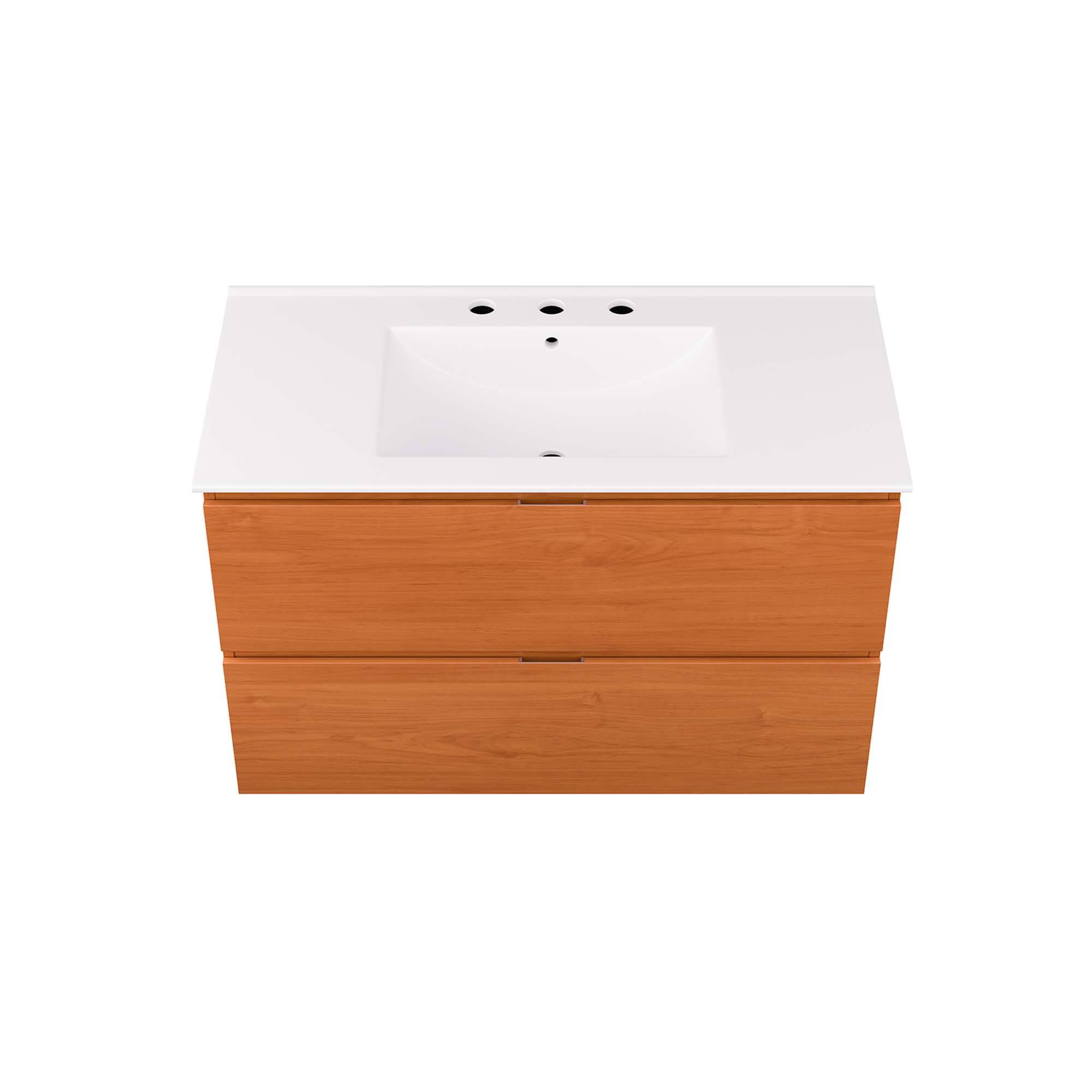 Alt View 3. Modway - Scenic Wall-Mount Bathroom Vanity Basin Included by Modway - Cherry White.