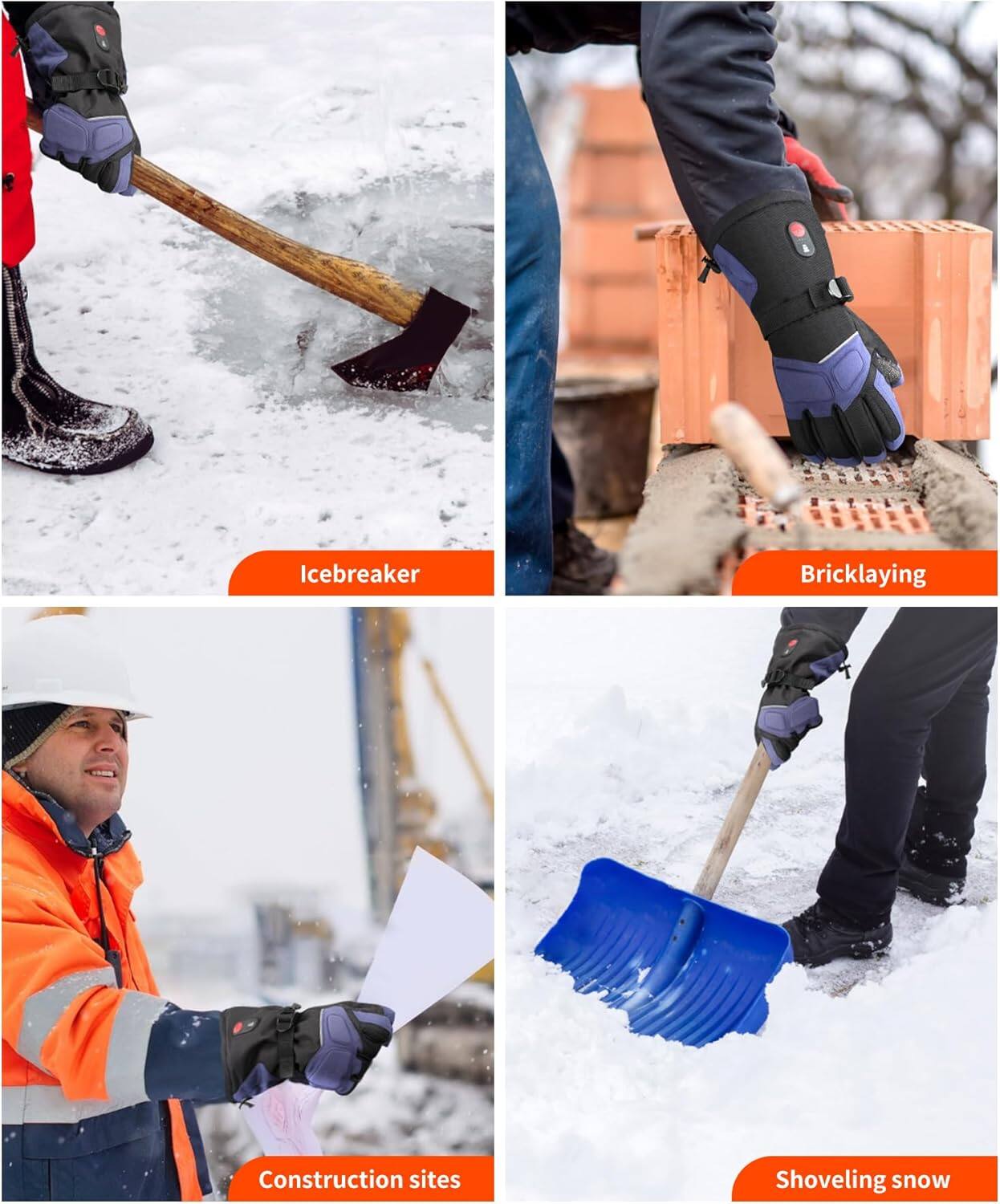 Icebreaker  
Bricklaying  
Construction sites  
Shoveling snow