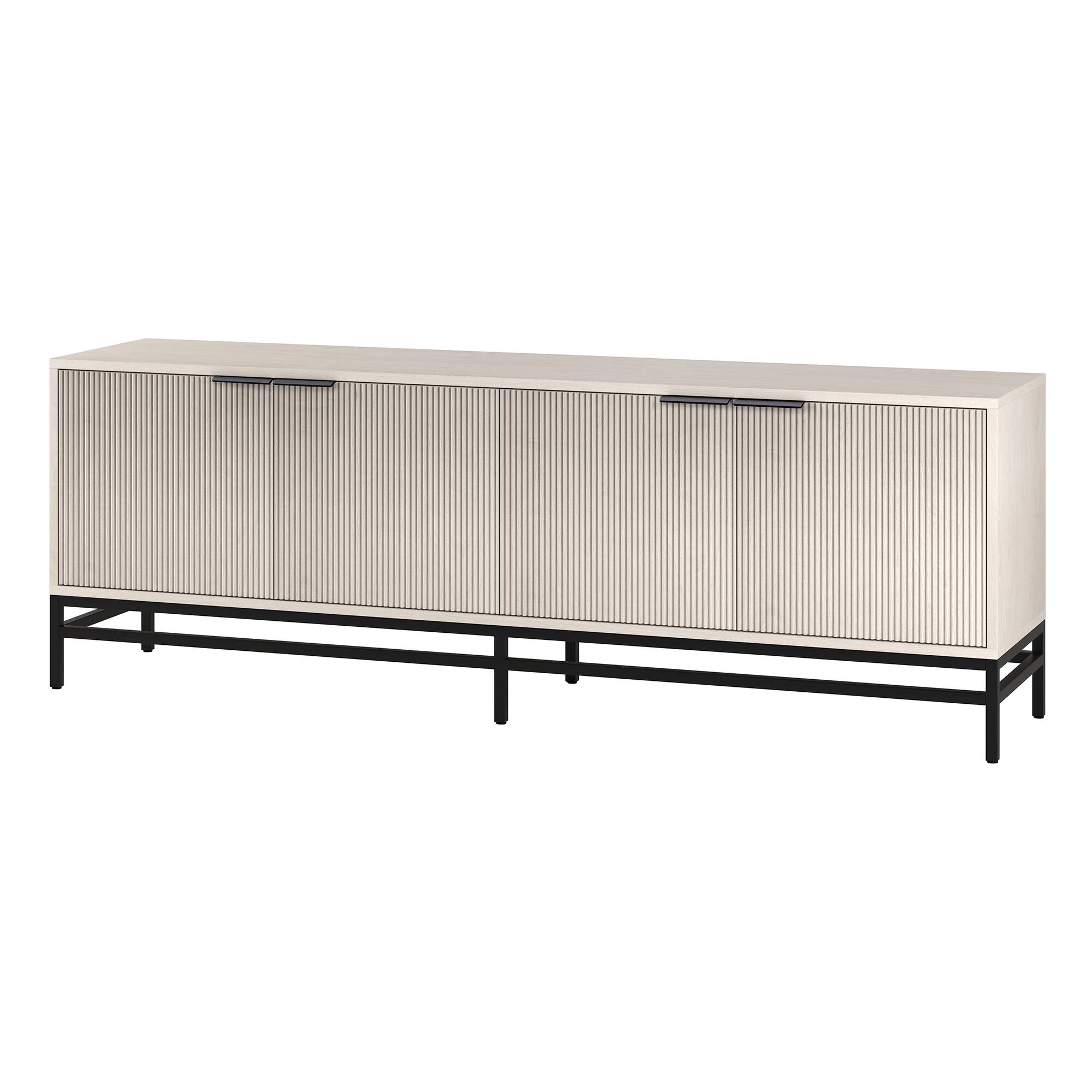 Left. Hudson&Canal - Montello Rectangular Fluted TV Stand for TV's up to 78" in Alder White - Alder White.