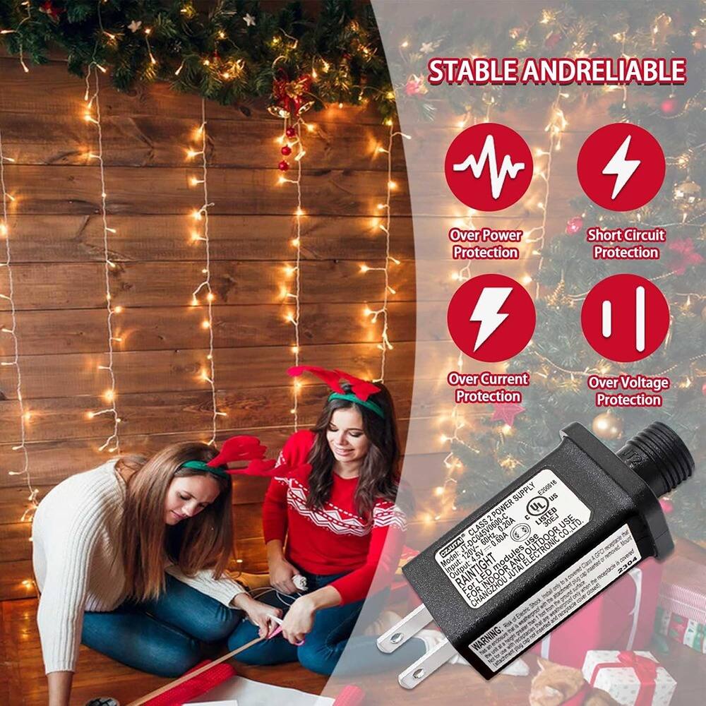 STABLE AND RELIABLE

- Over Power Protection
- Short Circuit Protection
- Over Current Protection
- Over Voltage Protection

CLASS 0.20A
LISTED USE
0C045V0600-C
CL 6SH
0.60A

OUTDOOR USE
RAIN TIGHT
FOR INDOOR AND OUTDOOR

Model: E200918
Input: 120V
Output: 12V
CHANGZHOU CHAN ELECTRONIC CO., LTD

WARNING: