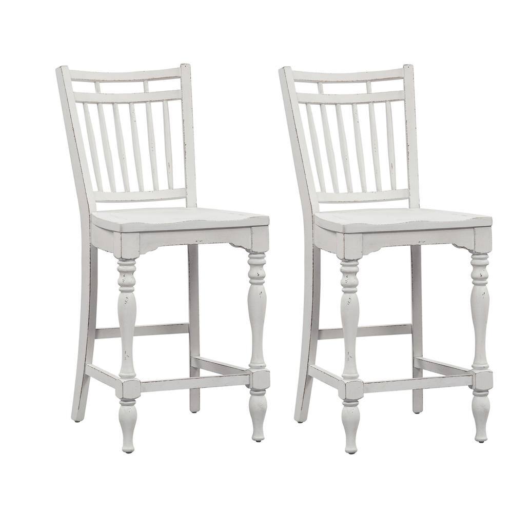 Alt View 4. Liberty Furniture Industries - Magnolia Manor Spindle Back Counter Chair (RTA)-Set of 2 in Antique White - White.