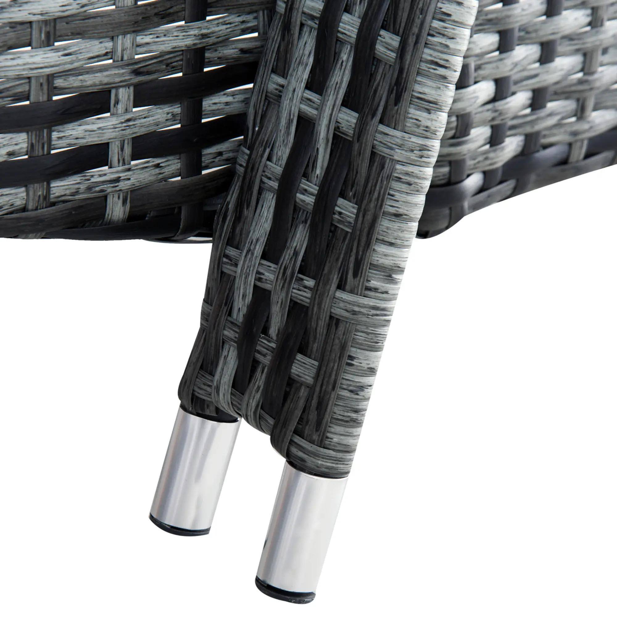 Alt View 4. Spaco - Spaco 3PC Pool Chaise Lounge Set, 5 Level Adjustable PE Rattan, Deep Cushion - Grey.