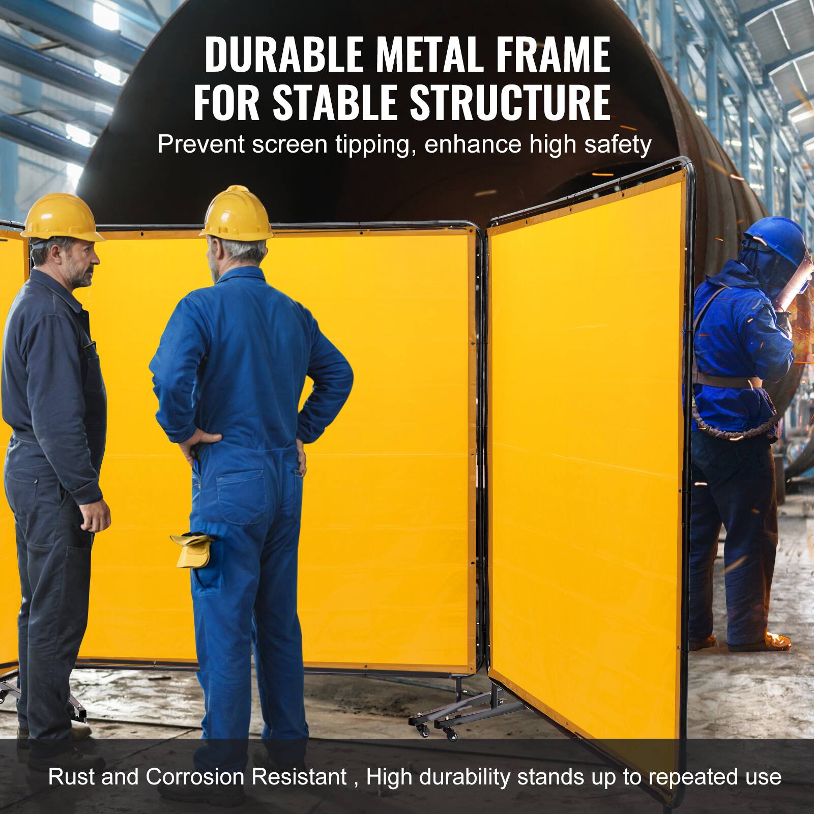 DURABLE METAL FRAME FOR STABLE STRUCTURE  
Prevent screen tipping, enhance high safety  

Rust and Corrosion Resistant, High durability stands up to repeated use