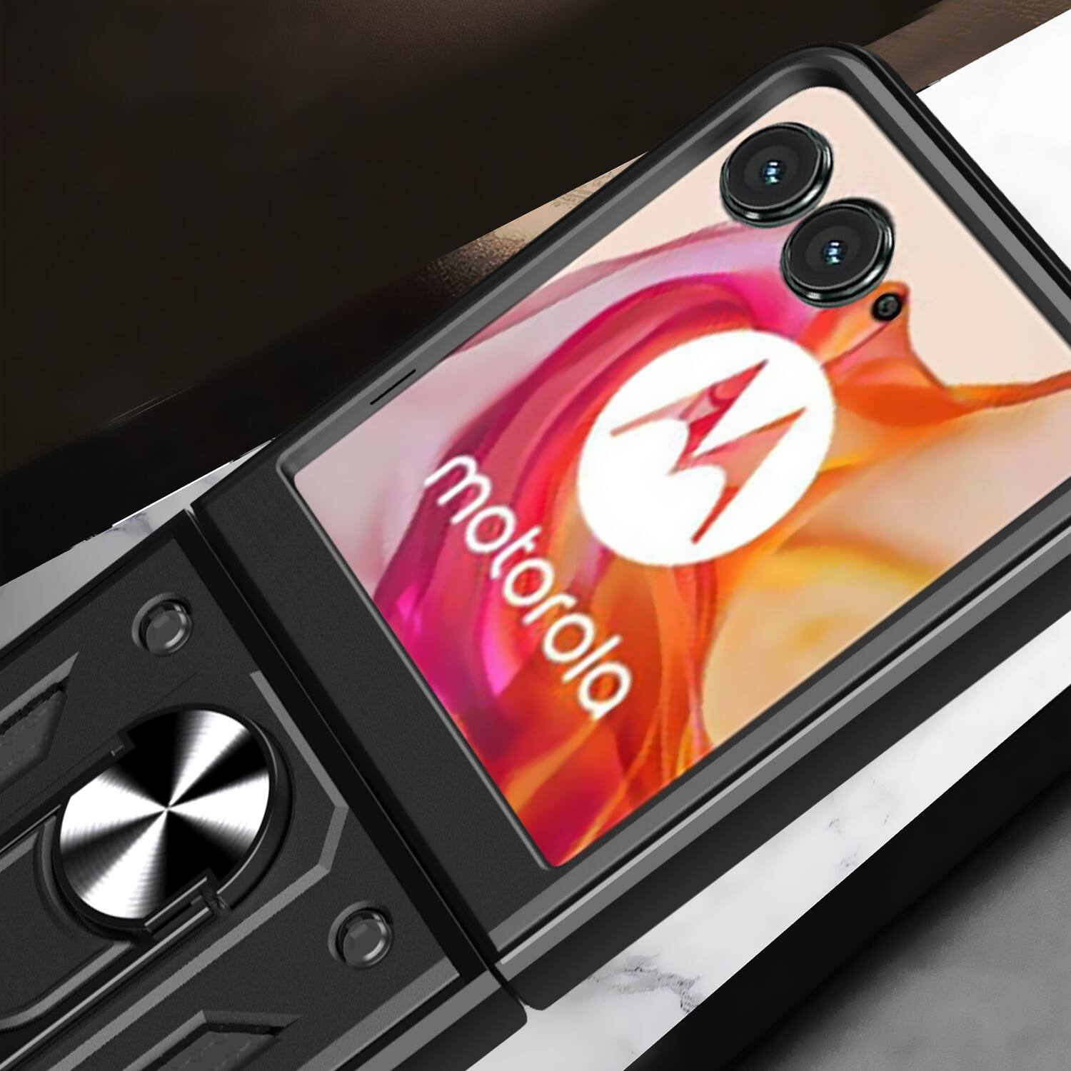 Alt View 16. SaharaCase - Raider Series Kickstand Case for Motorola Razr+ (2024) - Scorpion Black.