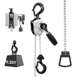VEVOR - Manual Lever Chain Hoist,1/4T 550LBS Capacity Come Along,10FT Lift G80 Alloy Steel Chain With Dual Pawl Mechanical Brake - Sliver and Black