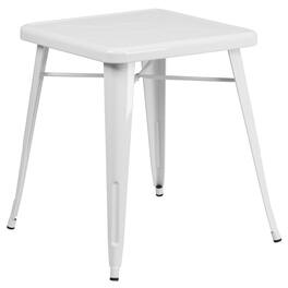 Emma + Oliver - Commercial Grade 23.75" Square Colorful Metal Indoor-Outdoor Dining Table - White