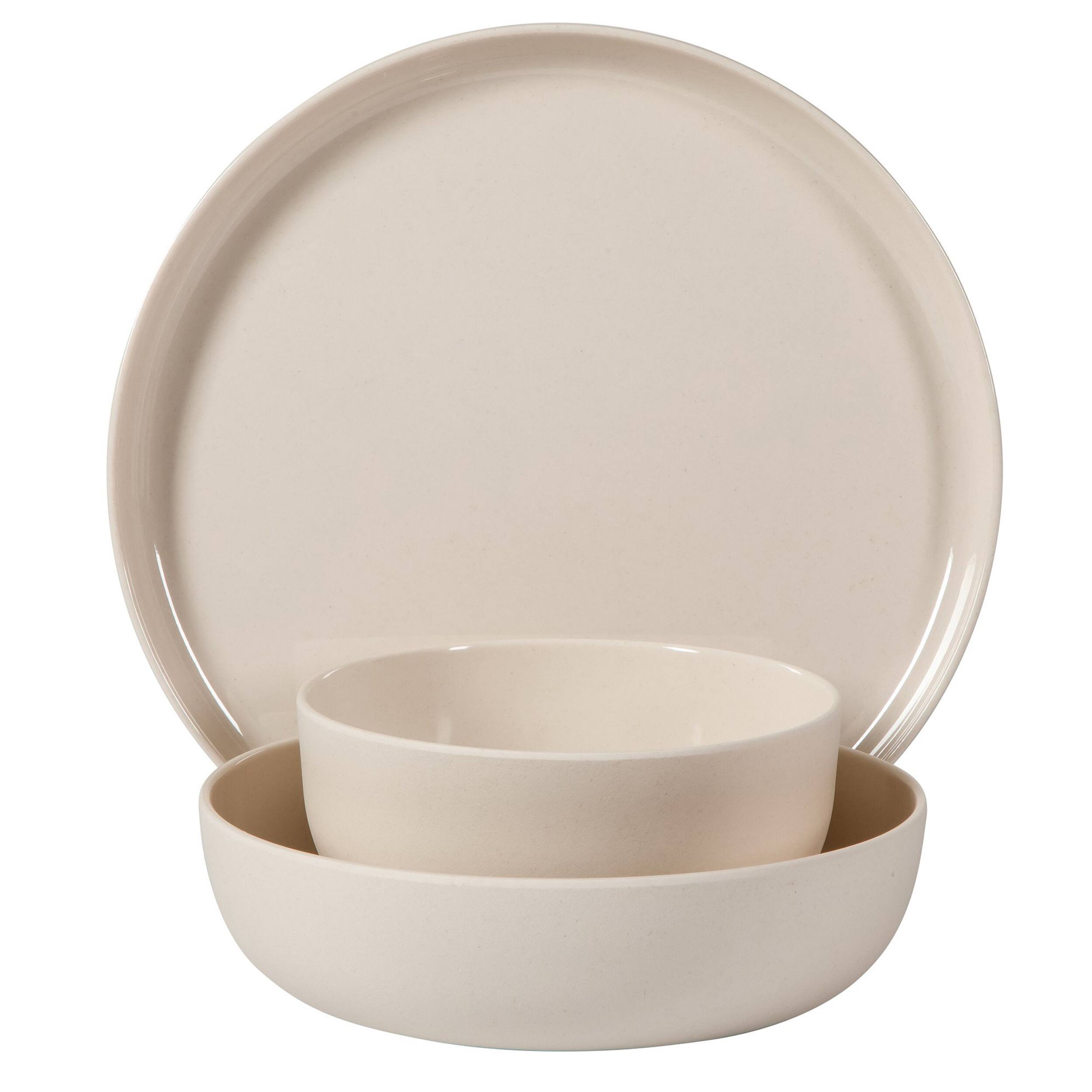 Alt View 1. Gibson - Gibson Home Candy Skies 12 Piece Wheat Straw Melamine Dinnerware Set in Taupe - Taupe.
