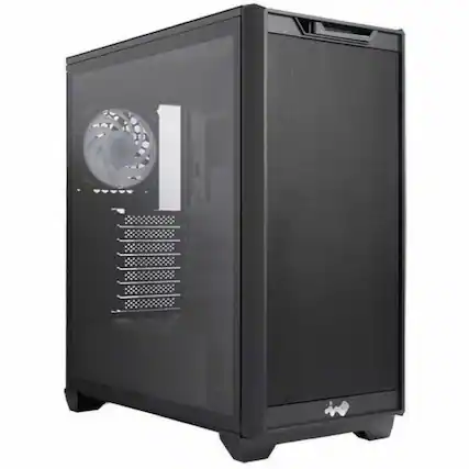 Front. In Win - In Win IW-CS-D5BLK-1AN120 Gaming Computer Case - Mid-tower - Black - SECC, Tempered Glass, Acrylonitrile Butadiene - Black.