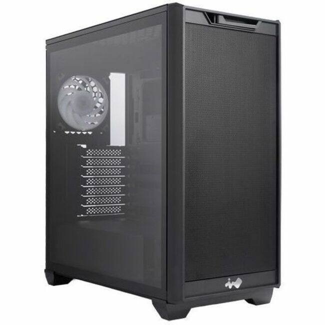 Front. In Win - In Win IW-CS-D5BLK-1AN120 Gaming Computer Case - Mid-tower - Black - SECC, Tempered Glass, Acrylonitrile Butadiene - Black.