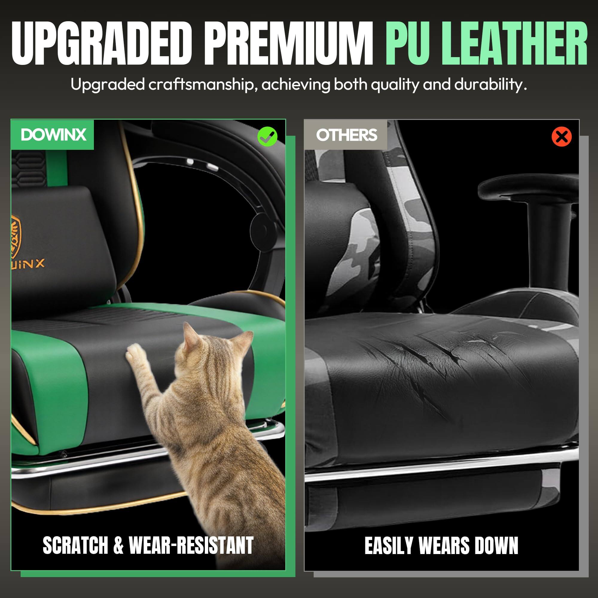 UPGRADED PREMIUM PU LEATHER  
Upgraded craftsmanship, achieving both quality and durability.  

DOWINX  
SCRATCH & WEAR-RESISTANT  

OTHERS  
EASILY WEARS DOWN