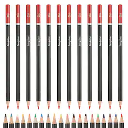 Unique Bargains - Colored Pencils, Oil-Based Drawing Pencils for Adult Coloring Books, Artists, Beginners, 12pcs - Red