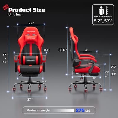 RSPGAME Basic Gaming Chairs Faux Leather Ergonomic Spring Cushion RSPGAME Basic Gaming Chairs Faux Leather Ergonomic Spring Cushion