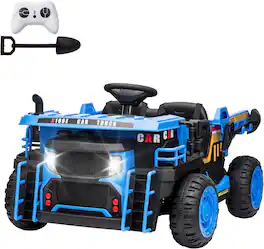 GARVEE - 24V Ride On Car Toy with Remote Control,2 Seater Ride On Dump Truck, Electric Dump Bed and Extra Shovel - Blue