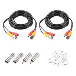 Unique Bargains - BNC Video Power Cable, 2 Sets, All-in-One CCTV Camera Extension Cord - Black