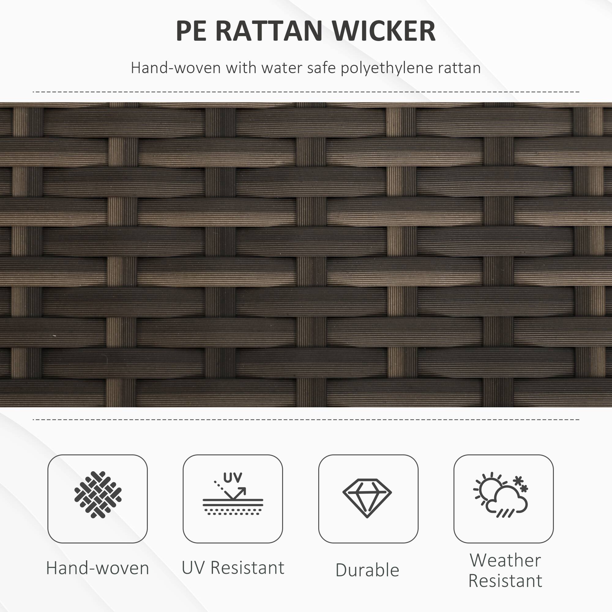 PE RATTAN WICKER, Hand-woven with water safe polyethylene rattan, UV Resistant, Durable, Weather Resistant
